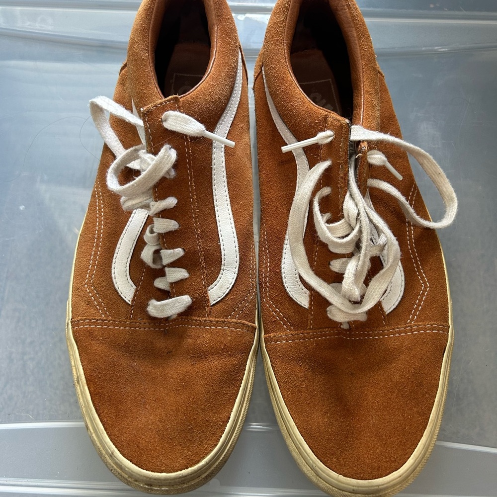 Vans Orange and White Classic Sneakers